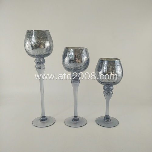 Glass candlesticks holder set of 3